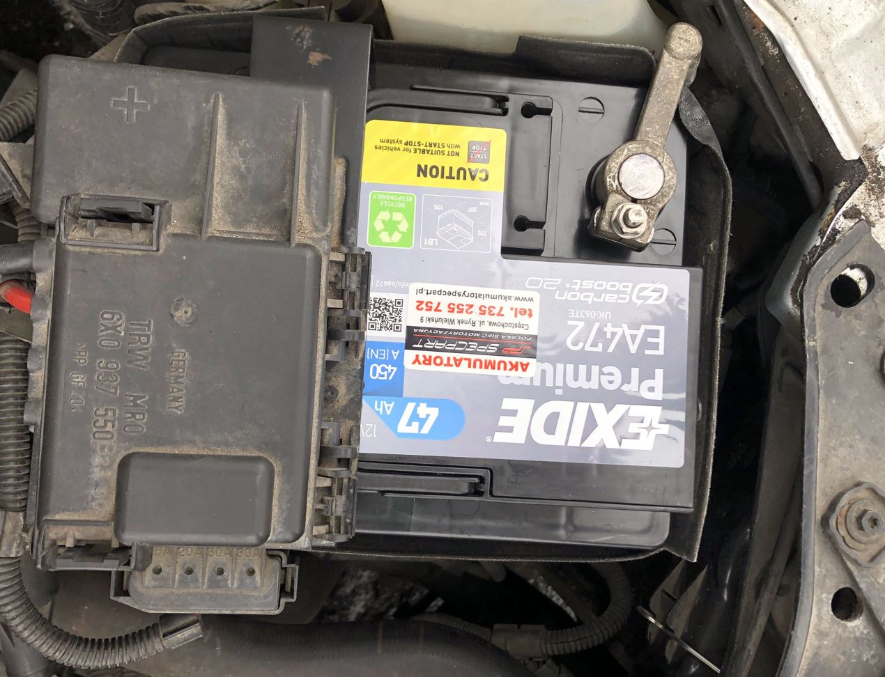 Die im VW Polo 3 6N2 1.0 benzin 2001 eingebaute Batterie